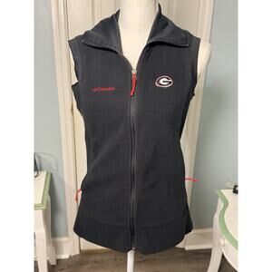 Columbia Georgia Bulldogs Fleece Vest Womens Medium Black Full Zip Sleeveless